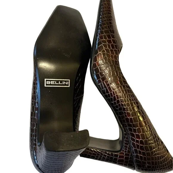 BELLINI Marta Women's Leather Croc Embossed Pump Heels Size 10M - Picture 8 of 10